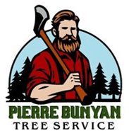 Pierre Bunyan Tree Service Logo featuring an illustration of Paul Bunyan.