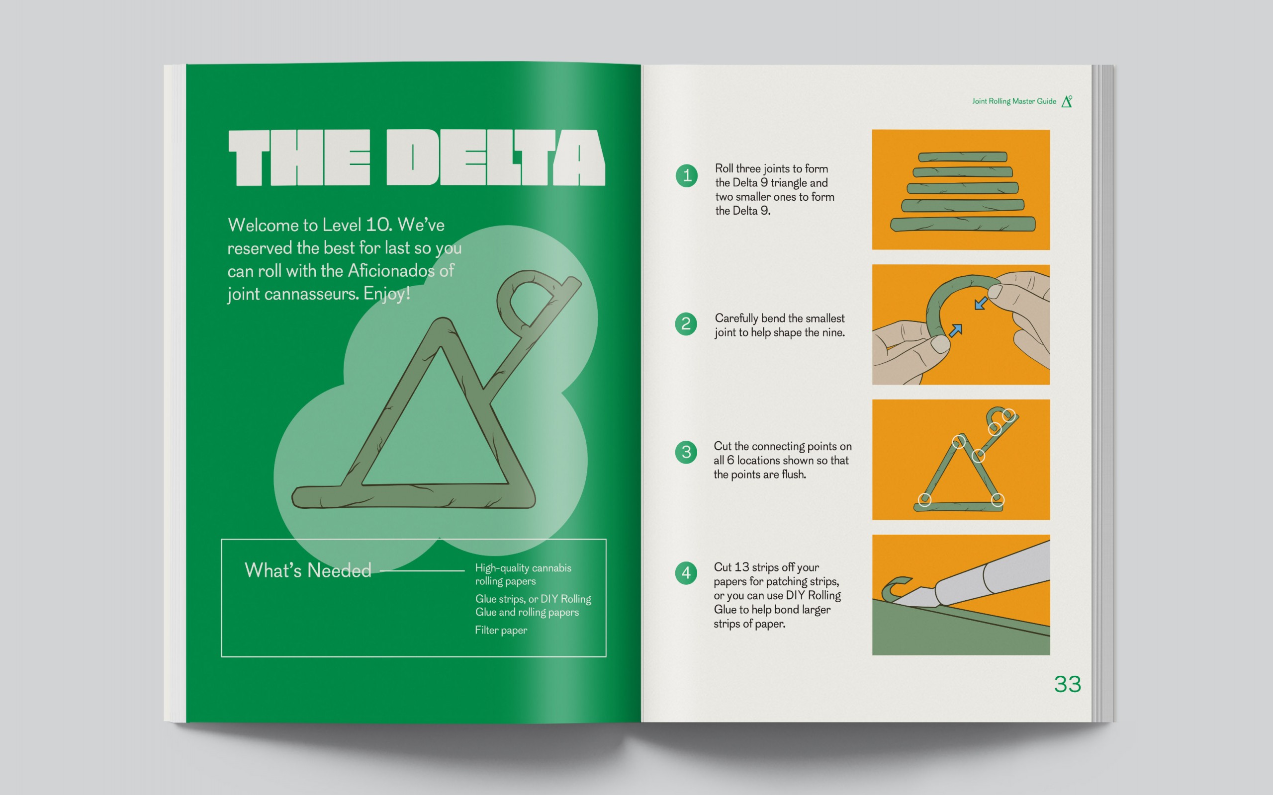 Delta9 Joint Rolling Handbook open on a white background.