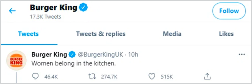 Photo of Burger King's Tweet