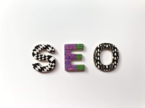 Patterned letters reading SEO.