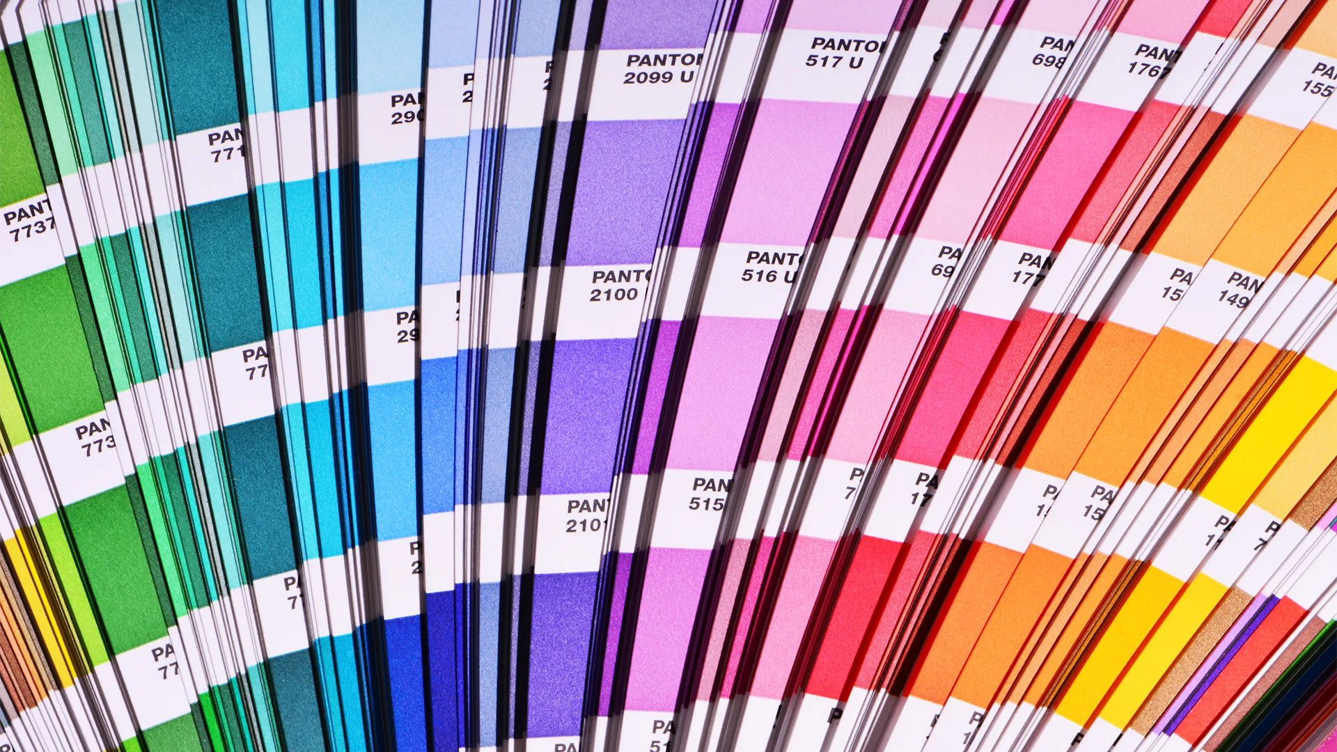 A Pantone colour guide fanned out