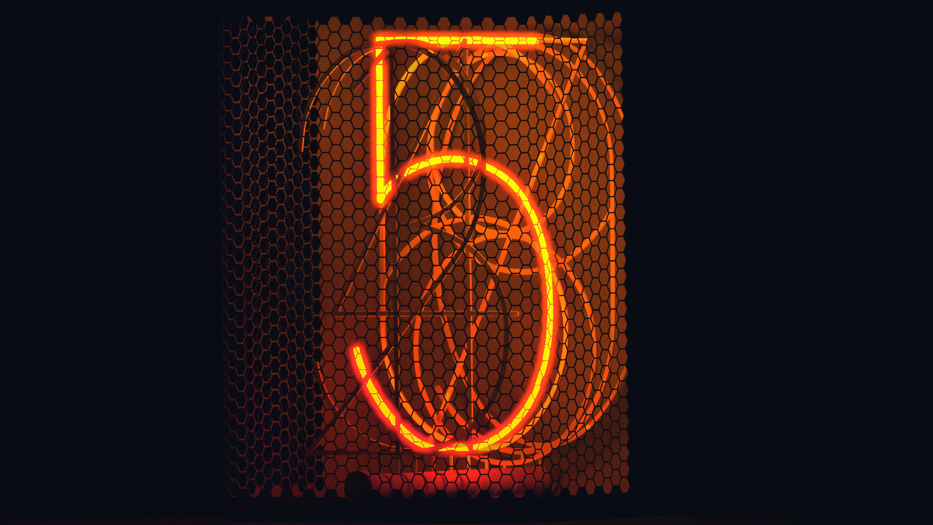 Neon light depicting the number five in orange