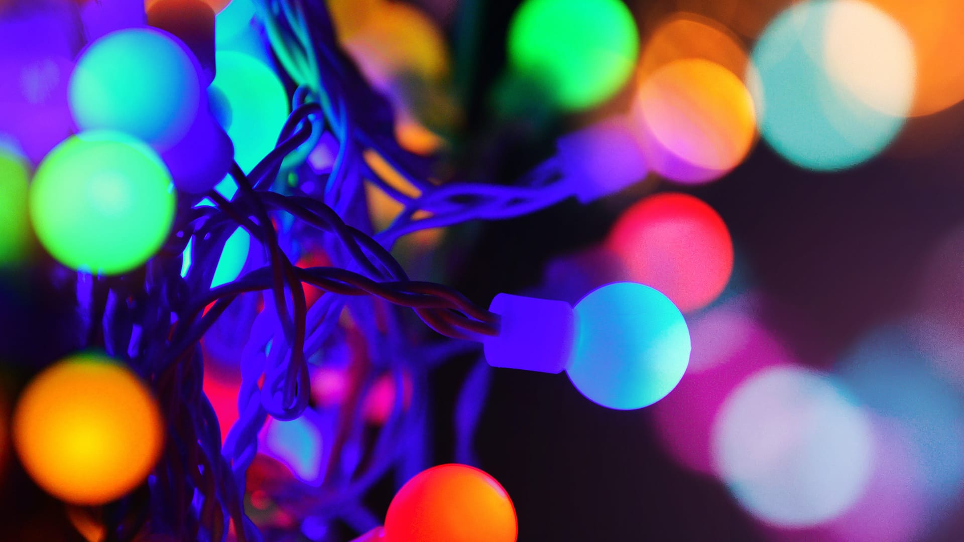 Colourful bulb lights lit up