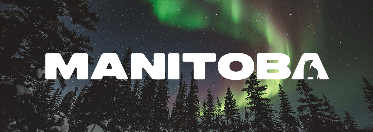 Manitoba logo on aurora background